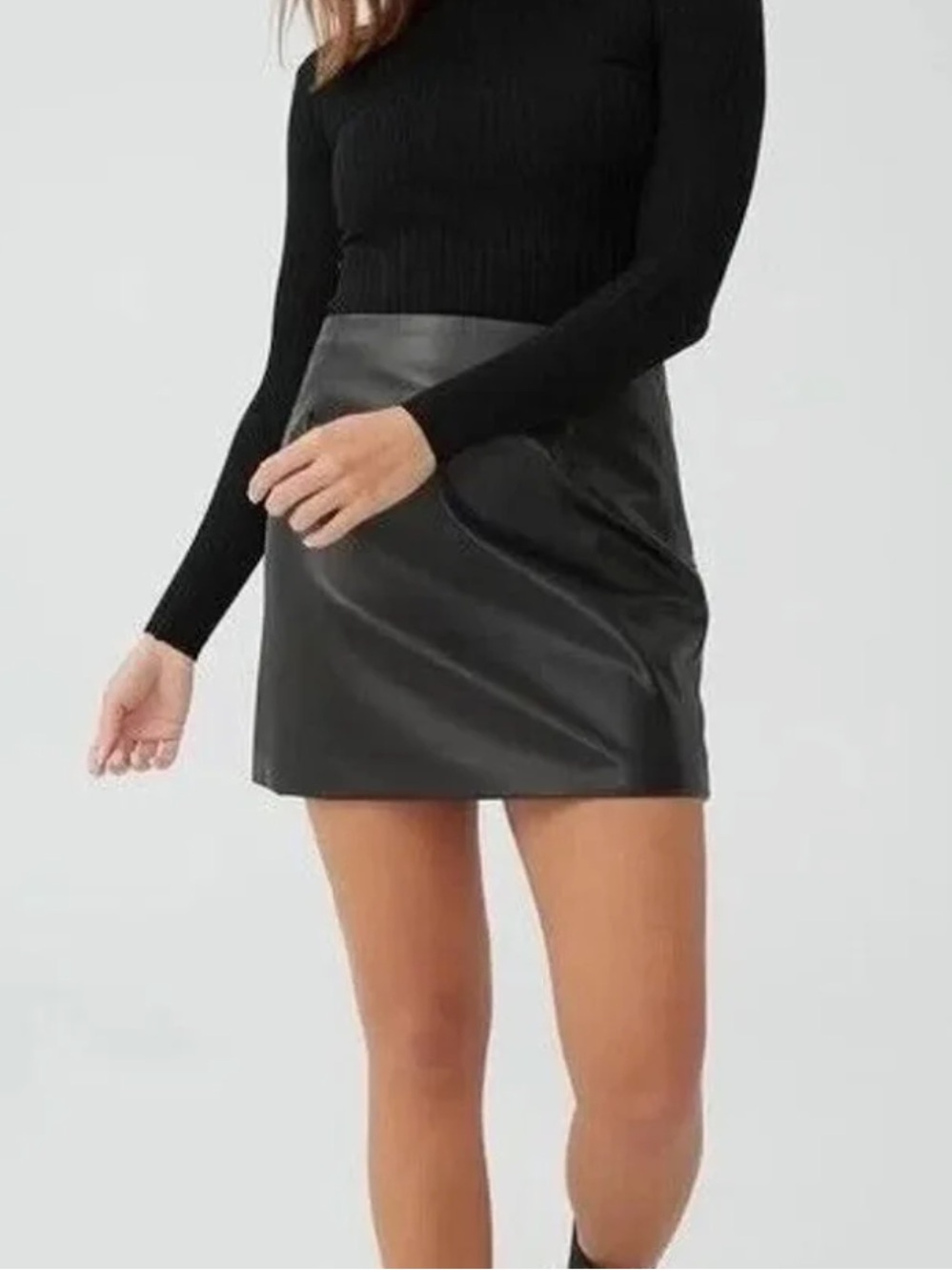 Cotton On Black Leather Skirt